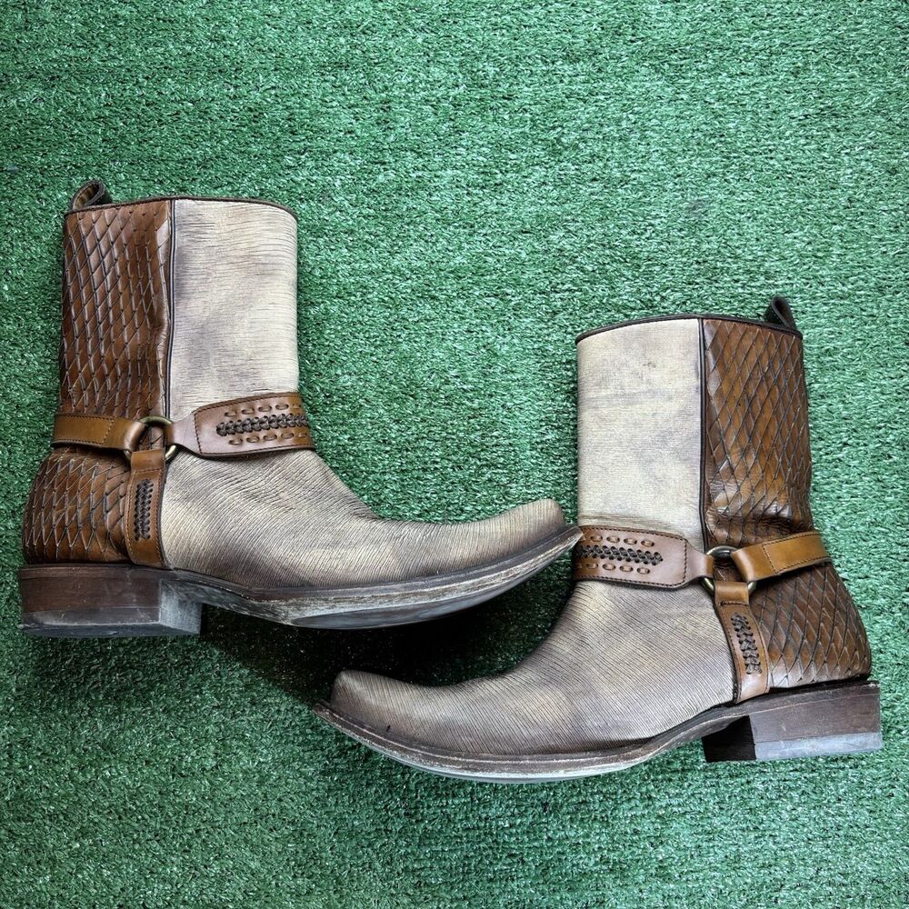 Cuadra Brown Half Python Boots Side Zip Rubber So… - image 1